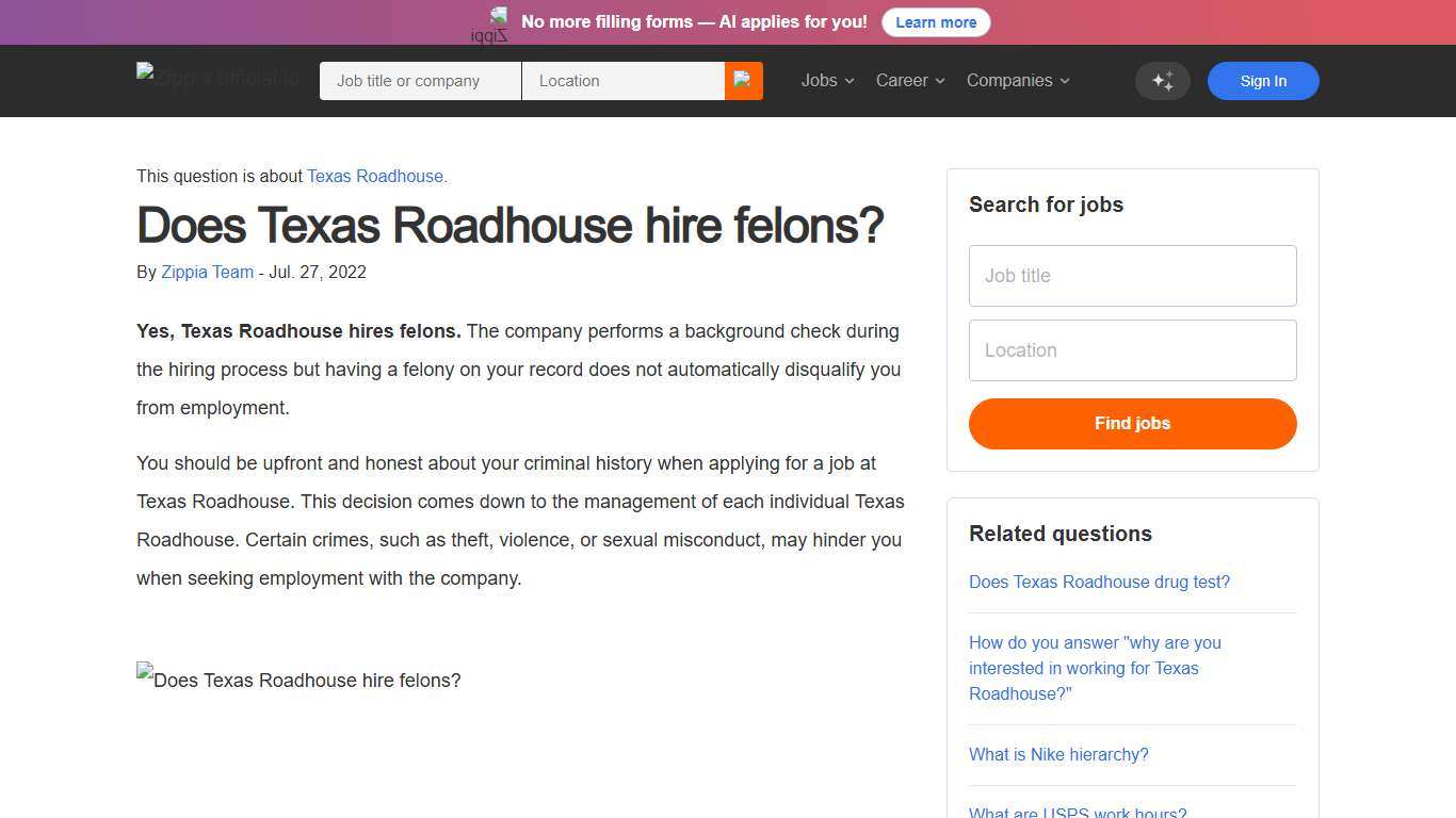 Does Texas Roadhouse hire felons? - Zippia